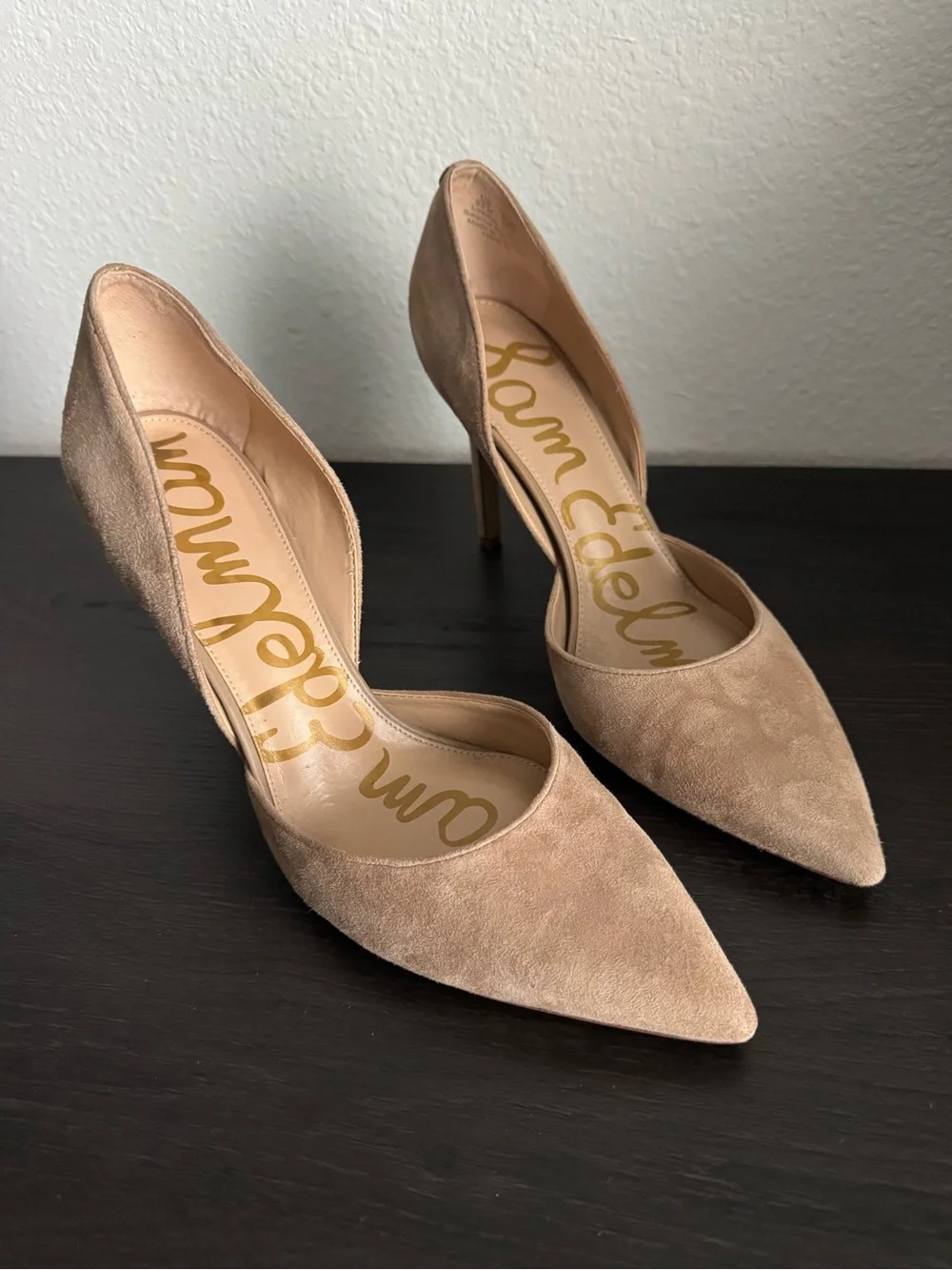 Sam Edelman Nude Suede Pointed-Toe D'Orsay Pumps Size 9